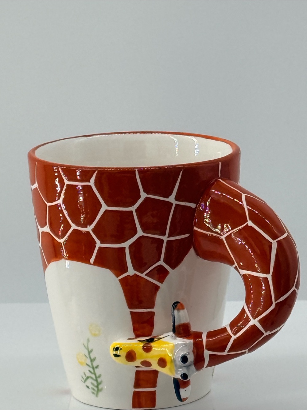 Whimsical Giraffe Ceramic Mug in Orange and White